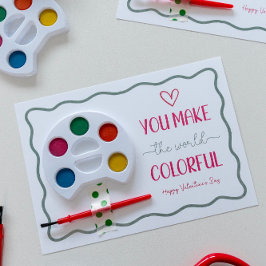 Je maakt de wereld kleurrijk valentinekind school feestdagenkaart