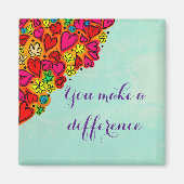 Je maakt een verschil doodle harten magneet (Voorkant)