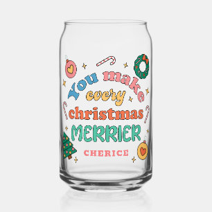 Je maakt elke kerst vrolijker Schattigee retro Blikvorm Glas