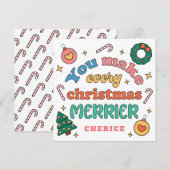 Je maakt elke kerst vrolijker | Schattigee retro Feestdagenkaart (Voorkant / Achterkant)