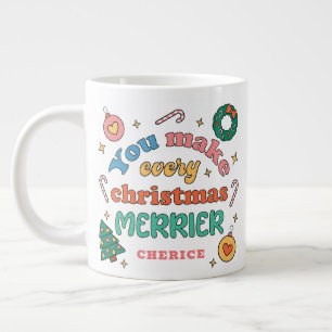 Je maakt elke kerst vrolijker   Schattigee retro Grote Koffiekop