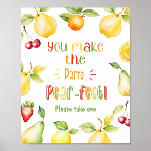 Je maakt het feestje Peer-effect fruit verjaardag Poster (Voorkant)
