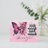 Je maakt het leven mooier dan een vlinderbloem briefkaart (Staand voorkant)