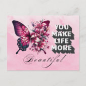 Je maakt het leven mooier dan een vlinderbloem briefkaart (Voorkant)