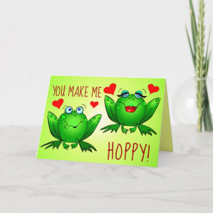 Je maakt me blij Cute Cartoon Kikkers Hartjes Kaart