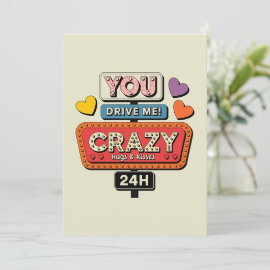 Je maakt me gek kusjes en knuffels liefste feestdagenkaart (Staand voorkant)