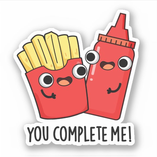 Je maakt me gek op Fries Ketchup Pun Sticker (Voorkant)