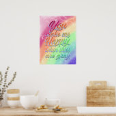 Je maakt me gelukkig als skies grijs zijn | Regenb Poster (Keuken)