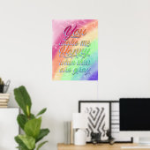 Je maakt me gelukkig als skies grijs zijn | Regenb Poster (Thuiskantoor)