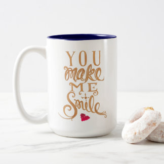 Je maakt me glimlachen - koffie-mok tweekleurige koffiemok