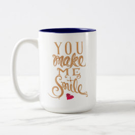 Je maakt me glimlachen - koffie-mok tweekleurige koffiemok