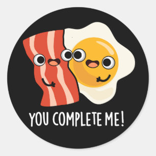Je maakt me grappig, Bacon Egg Pun Dark BG Ronde Sticker