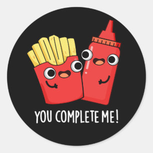 Je maakt me grappig. Ketchup Pun Dark BG Ronde Sticker