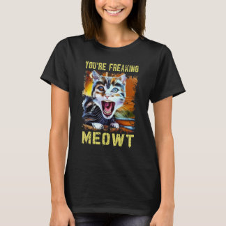 Je maakt me helemaal gek  Kat Meme Meow woordspeli T-shirt