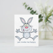Je maakt me Hoppy Bunny Rabbit Briefkaart (Staand voorkant)