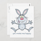 Je maakt me Hoppy Bunny Rabbit Briefkaart (Voorkant / Achterkant)
