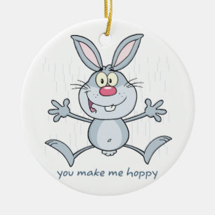Je maakt me Hoppy Bunny Rabbit Keramisch Ornament