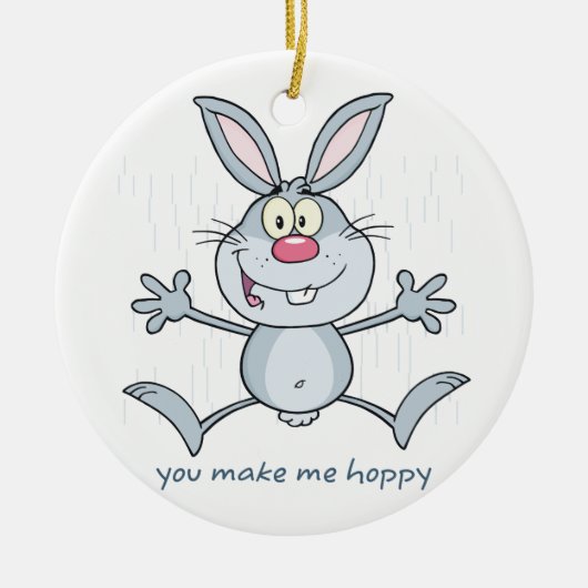 Je maakt me Hoppy Bunny Rabbit Keramisch Ornament (Voorkant)