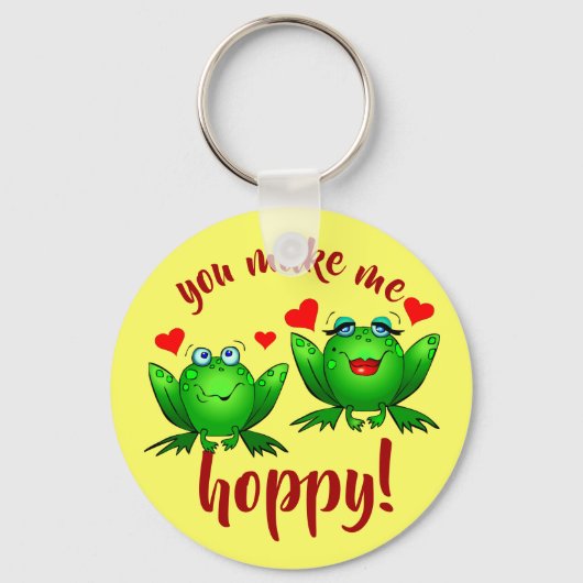 Je maakt me hoppy Cheerful Fun Green Kikkers Sleutelhanger (Voorkant)