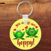 Je maakt me hoppy Cheerful Fun Green Kikkers Sleutelhanger (Voorkant)