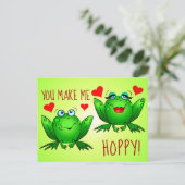 Je maakt me hoppy Cute Fun Romantic Frogs in Love Briefkaart (Staand voorkant)