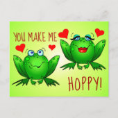 Je maakt me hoppy Cute Fun Romantic Frogs in Love Briefkaart (Voorkant)