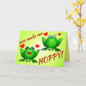 Je maakt me hoppy Cute Fun Romantic Frogs in Love Kaart (Gele Bloem)