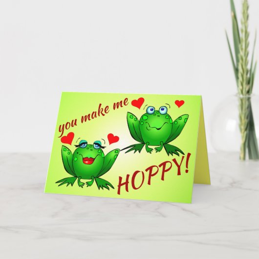 Je maakt me hoppy Cute Fun Romantic Frogs in Love Kaart (Voorkant)