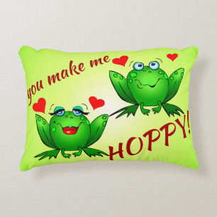 Je maakt me Hoppy Schattige Vrolijke Groene Kikker Accent Kussen