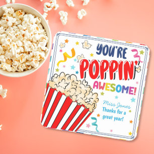je maakt me pop bedankt popcorn vrijwilliger vierkante sticker