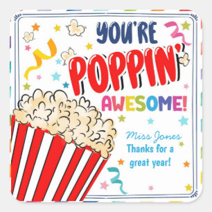 je maakt me pop bedankt popcorn vrijwilliger vierkante sticker