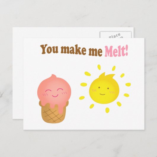 Je maakt me smelt, ijs en zon, hou van humor briefkaart (Voorkant / Achterkant)