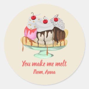 Je maakt me smelt ijs Valentijn Ronde Sticker