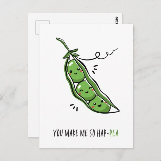 Je maakt me tot Hap Pea Funny Pun Briefkaart (Voorkant / Achterkant)