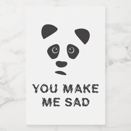 Je maakt me verdrietig. Sad panda. Voedselcontainer Etiket (Enkel label)
