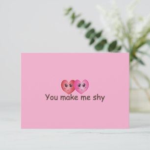 Je maakt me verlegen Cute Blushing Harten Kawaii Bedankkaart