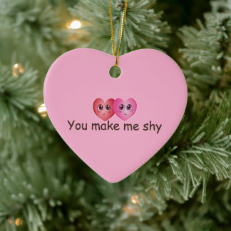 Je maakt me verlegen Cute Blushing Harten Kawaii Keramisch Ornament