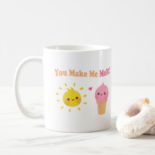Je maakt me vlekken, grappige zon en ijskap koffiemok (Met donut)