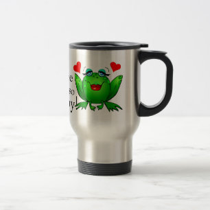Je maakt me zo blij Groene gelukkige kikkers Rode  Reisbeker