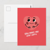 Je maakt mijn hart blij met de valentijn briefkaart (Voorkant / Achterkant)
