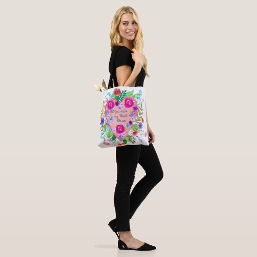 Je maakt mijn hart bloeien botanische Canvas tasse Tote Bag (Op model)