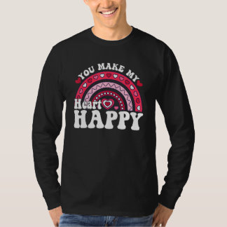 Je Maakt Mijn Hart Gelukkig Regenboog Hart Valenti T-shirt