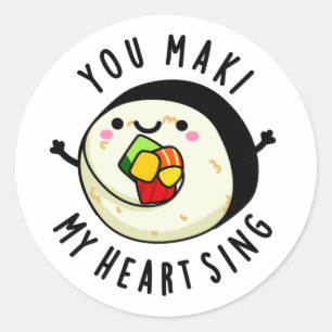 Je maakt mijn hart met Funny Sushi Pun Ronde Sticker