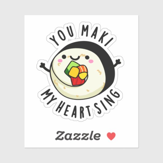 Je maakt mijn hart met Funny Sushi Pun Sticker (Vel)