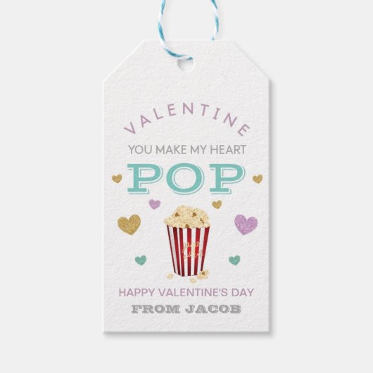Je maakt mijn hart Pop popcorn Valentijnsdag Cadeaulabel (Voorkant)