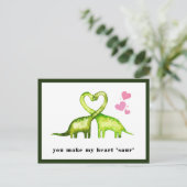 Je maakt mijn hart "Saur" | Cute Dinosaur Briefkaart (Staand voorkant)
