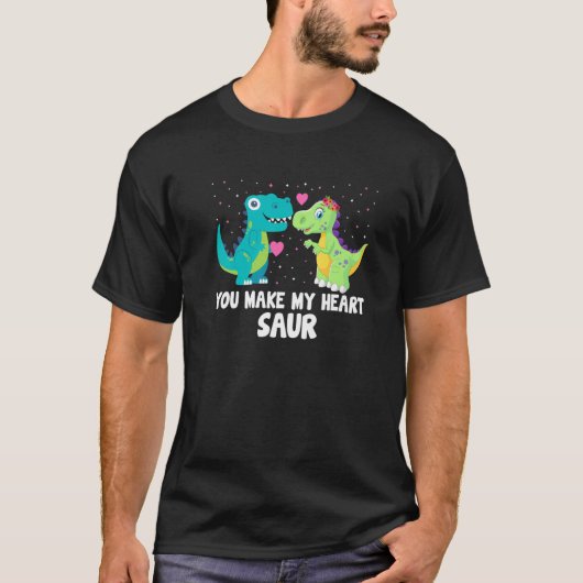 Je maakt mijn hart Saur Cute Dinosaur Valentijn Co T-shirt (Voorkant)