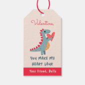 Je maakt mijn Hart Saur Dinosaur Pun Valentijn Cadeaulabel (Voorkant)