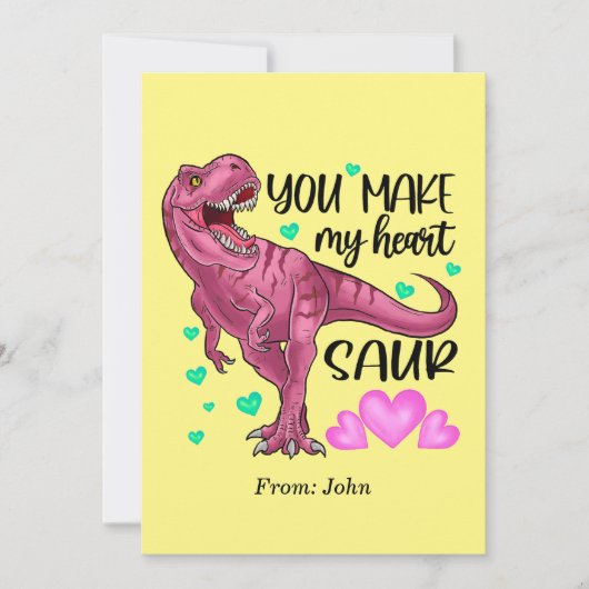 Je maakt mijn hart Saur Dinosaur Valentijnsdag Kaart (Voorkant)
