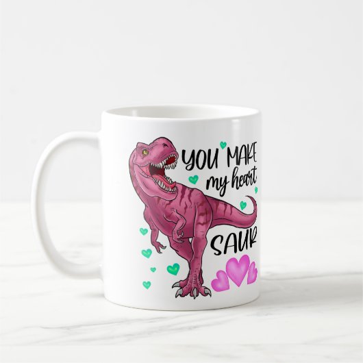 Je maakt mijn hart Saur Dinosaur Valentijnsdag Koffiemok (Links)